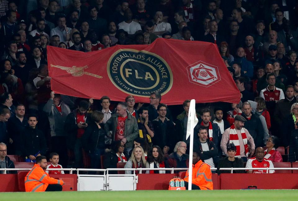  Arsenal took action to remove a giant FLA banner that appeared at their ground earlier this season