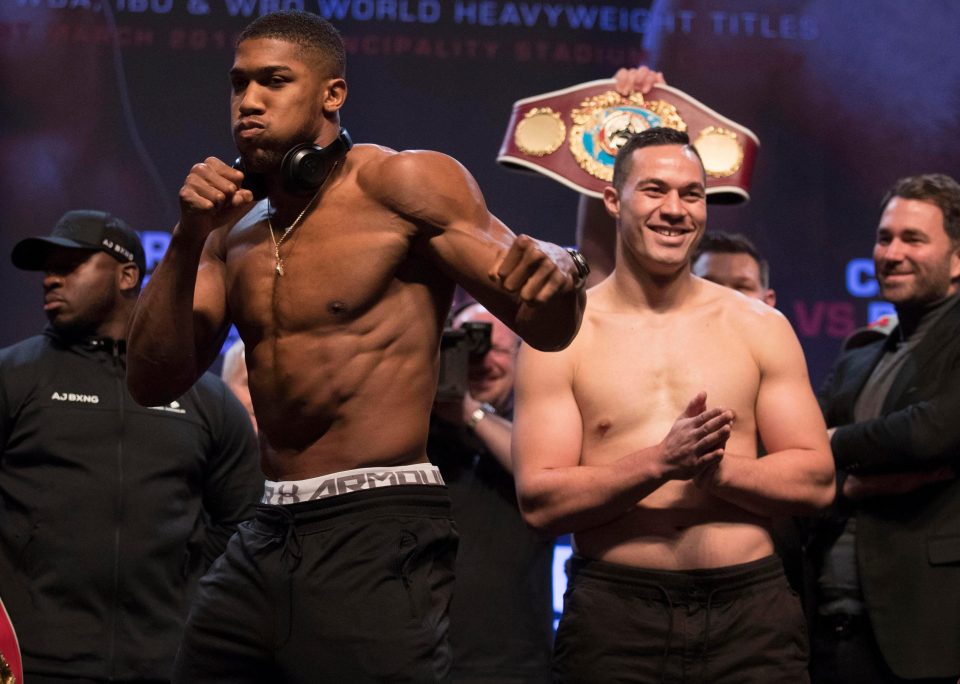  Joshua shows off his physique ahead of his Cardiff showdown with Joseph Parker