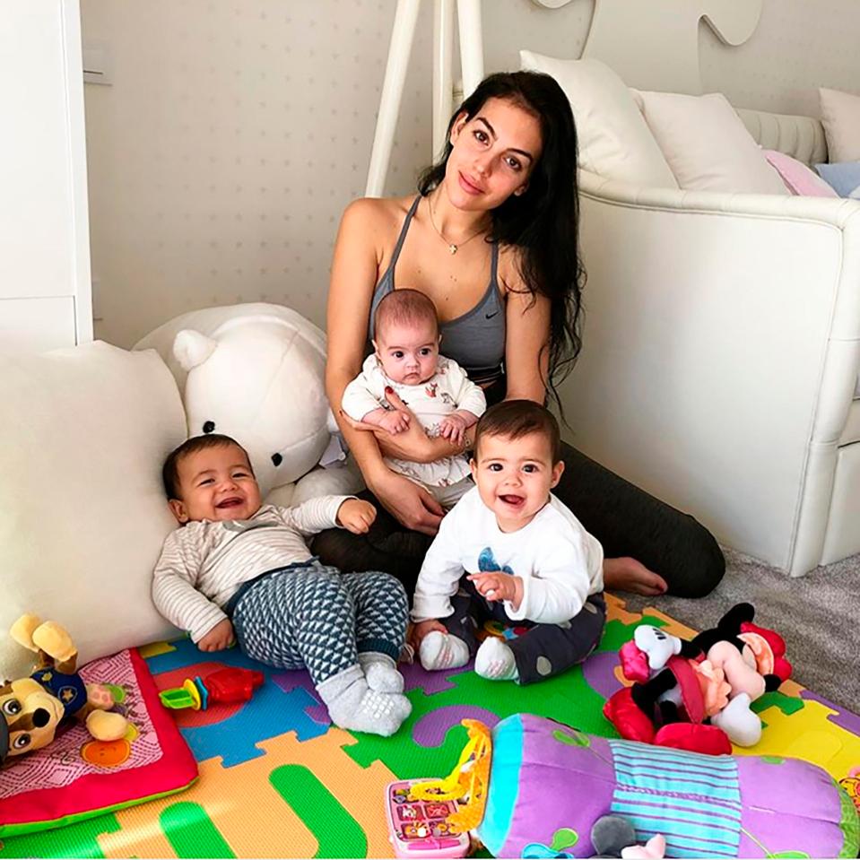  Georgina Rodriguez with twins Eva Maria and Mateo plus youngest Alana Martina