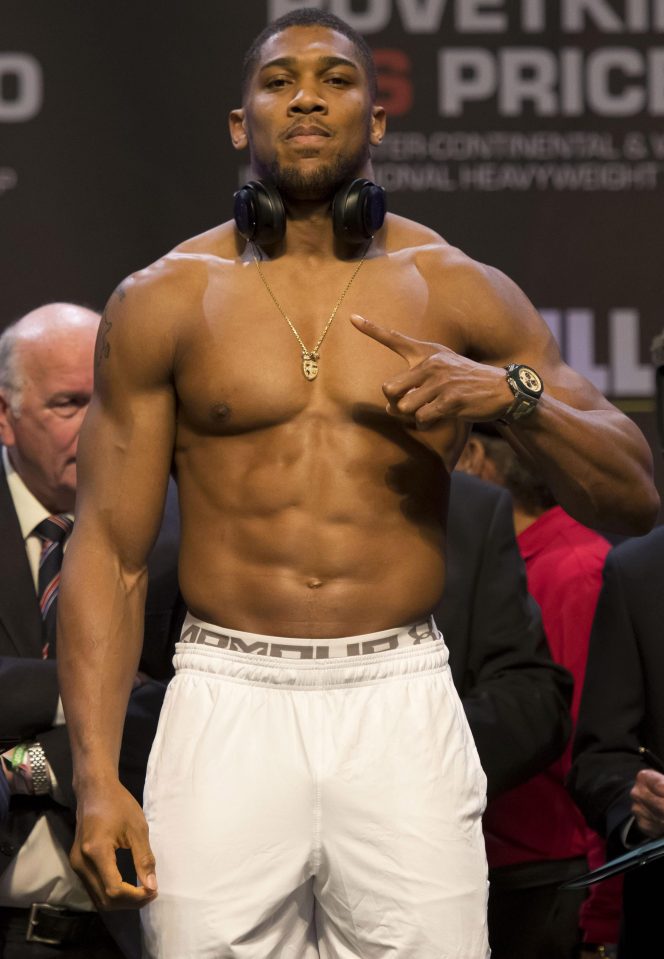  Joshua at the weigh-in ahead of Saturday night's fight