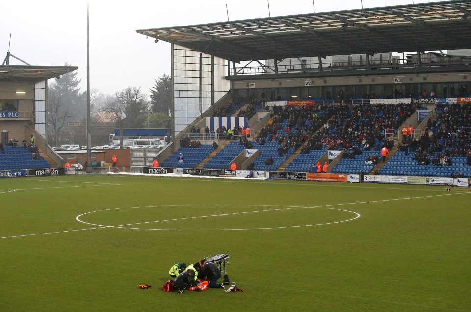  Players were taken off the pitch while Luke Berry was treated