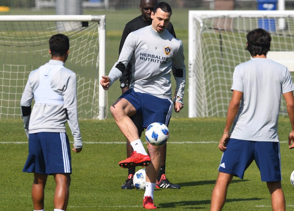  Ibra enjoyed his first training session with his new Galaxy team-mates on Friday