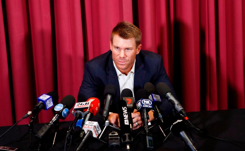  David Warner faced the media for the first time since the events in Cape Town