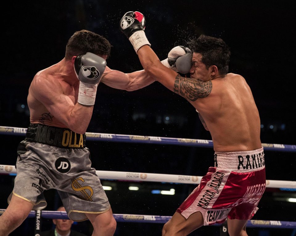  Edson Ramirez takes a shot to the face from Anthony Crolla