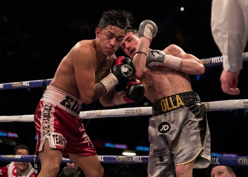  Anthony Crolla throws a stinging uppercut towards Edson Ramirez