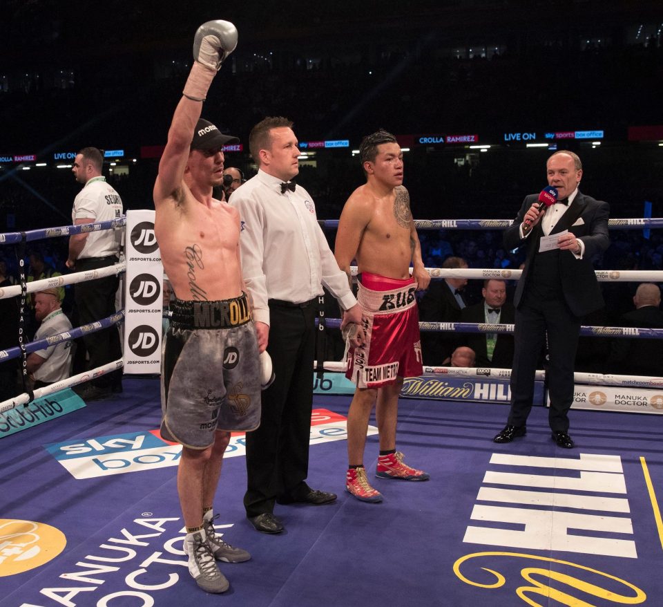  Anthony Crolla celebrates after being awarded a comfortable decision