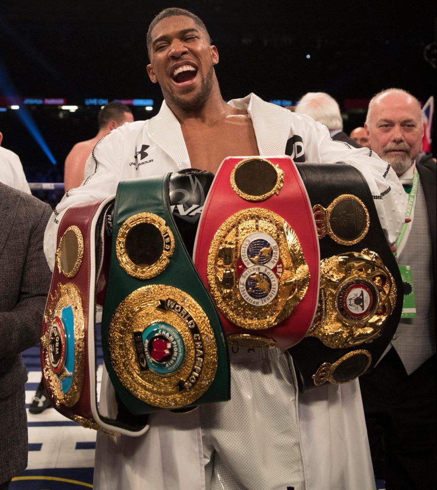  Anthony Joshua is the WBO, WBA, IBF and IBO heavyweight champion of the world