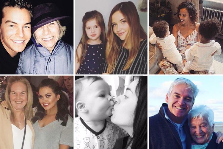 [From top left] Chris Hughes with mum Val, Jacqueline Jossa with daughter Ella, Rochelle Humes with daughters Alaia-Mai and Valentina, Scarlett Moffatt and mum Betty, Stephanie Davis and son Caben-Albi and Phillip Schofield and his mum Pat 