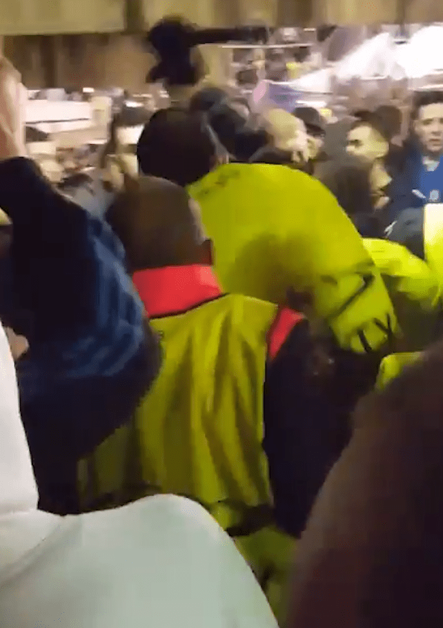 Twitter videos showed confrontations between fans, stewards and police