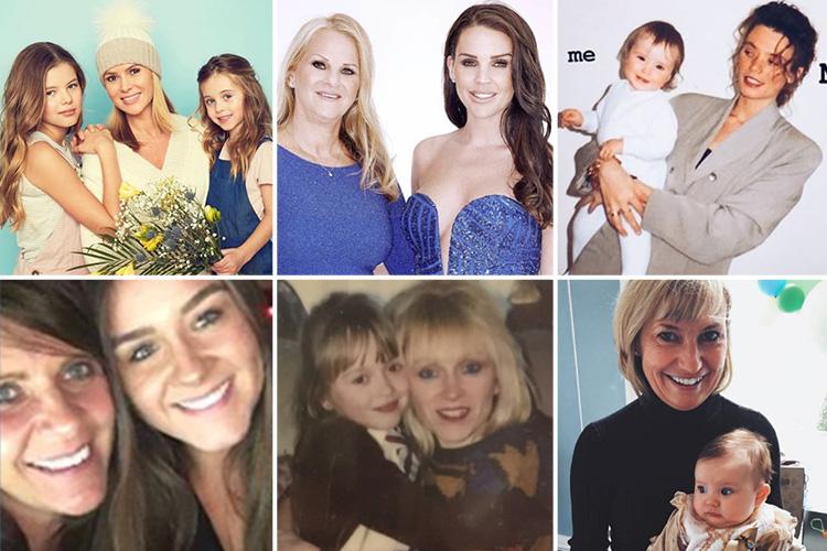 [From top left] Amanda with daughters Alexa and Hollie, Danielle Lloyd with mum Jackie, baby Charlotte Crosby and her mum Letitia, Brooke Vincent with her mum Nicola, Fearne Cotton with her mother Lin and Ferne McCann’s mother Gilly holds granddaughter Sunday