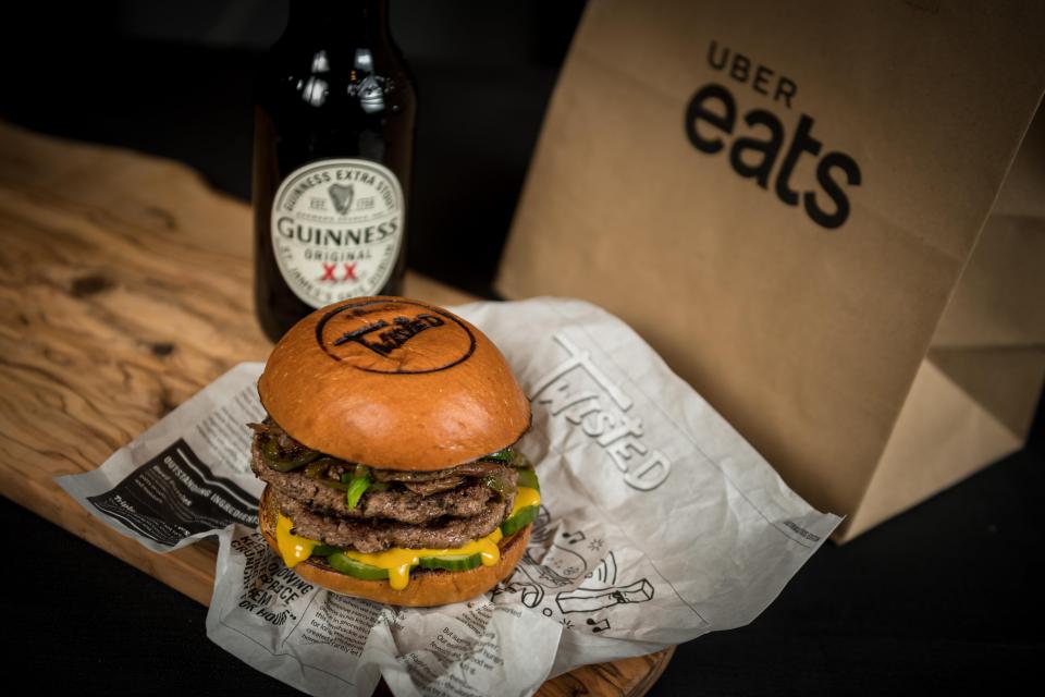  The St Patrick's Day themed burger features Guinness infused meat and a whole lot of green.