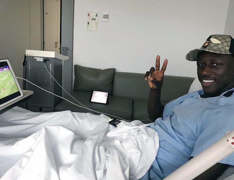  Even when in hospital, Benajmin Mendy accessorized his gown with a £210 Gucci cap