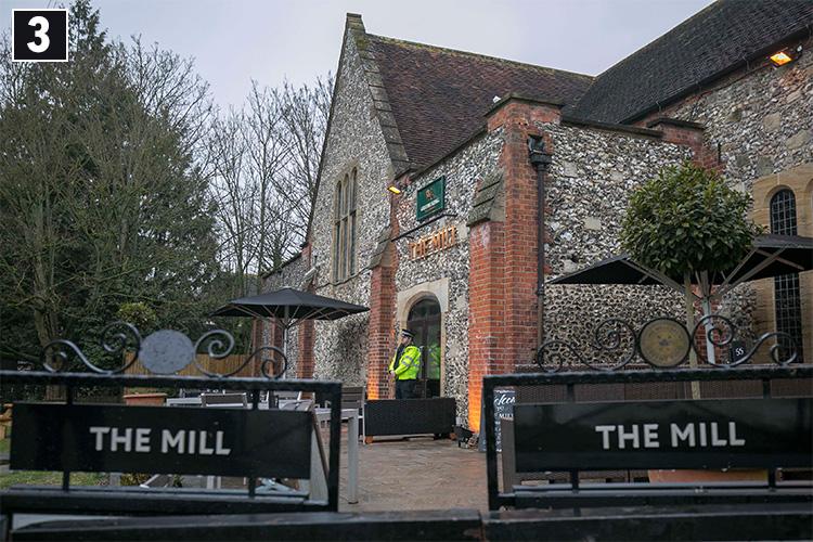 2:45pm - The couple take a short walk and arrive at The Mill pub