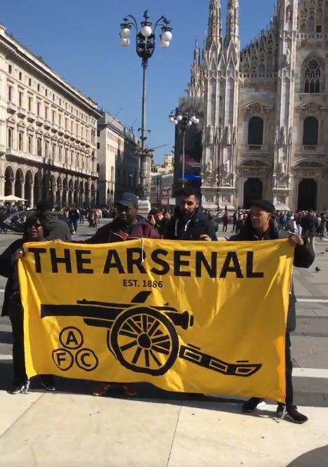  Arsenal's show of support saw just four fans in Milan