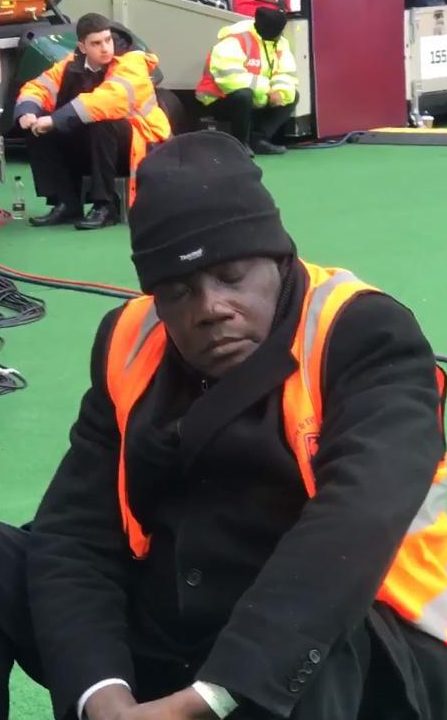  The London Stadium steward seems to have his eyes shut - so is he asleep?