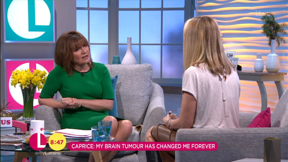  Lorraine also asked Caprice about her recovery from a brain tumour