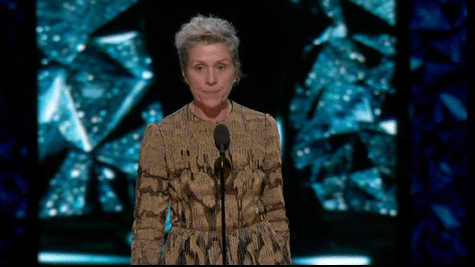  Frances McDormand gave a rousing speech as she bagged the Best Actress in a Leading Role award at this year's Oscars