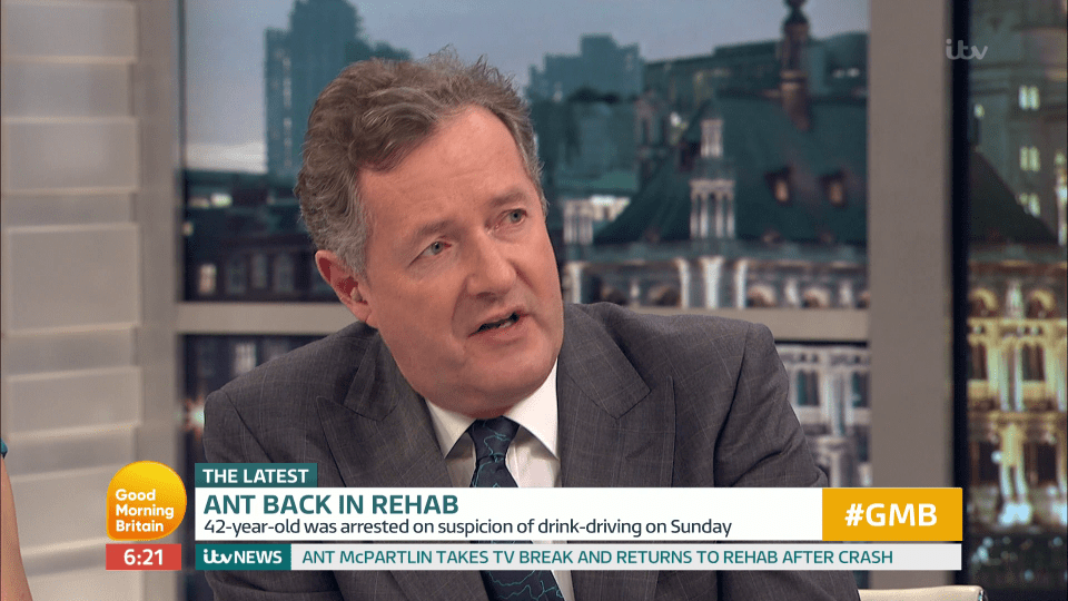  Piers Morgan has shared his thoughts on Ant McPartlin on today's Good Morning Britain