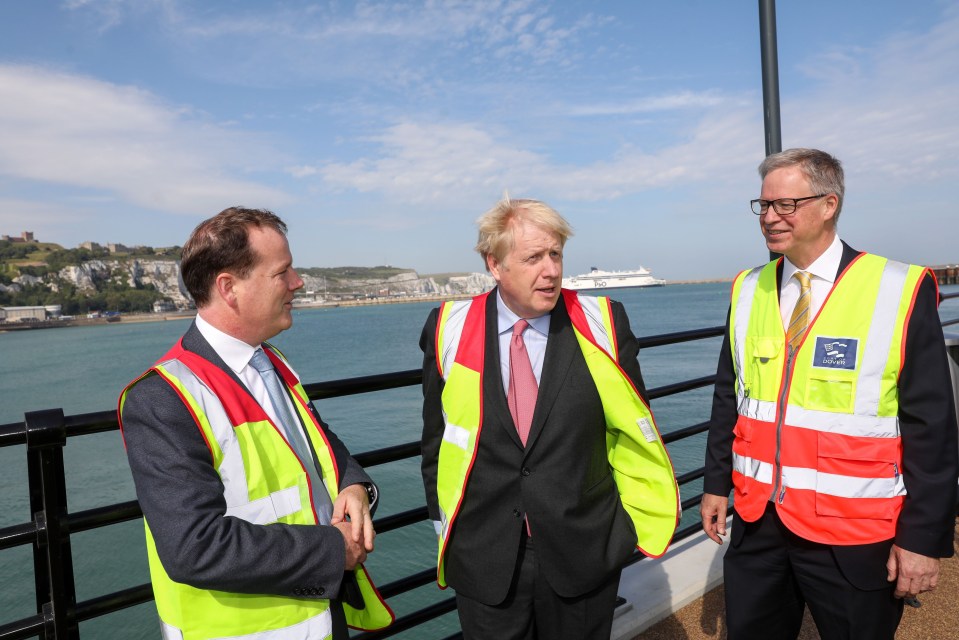 Elphicke pictured with Boris Johnson and Doug Bannister, Chief Executive Officer of Port of Dover on a visit to the port