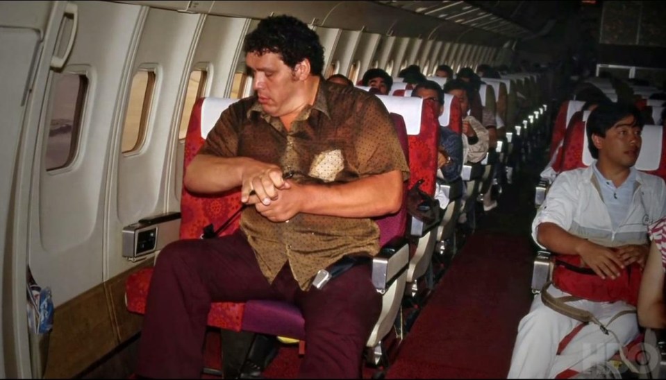 No aeroplane seat was ever big enough for Andre and he had to go to the toilet in a bucket on board