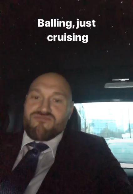  Tyson Fury posted video from the back of a limousine as he approached Thursday's press conference in London