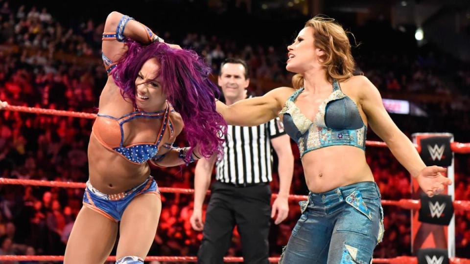  Mickie James tangles with Sasha Banks