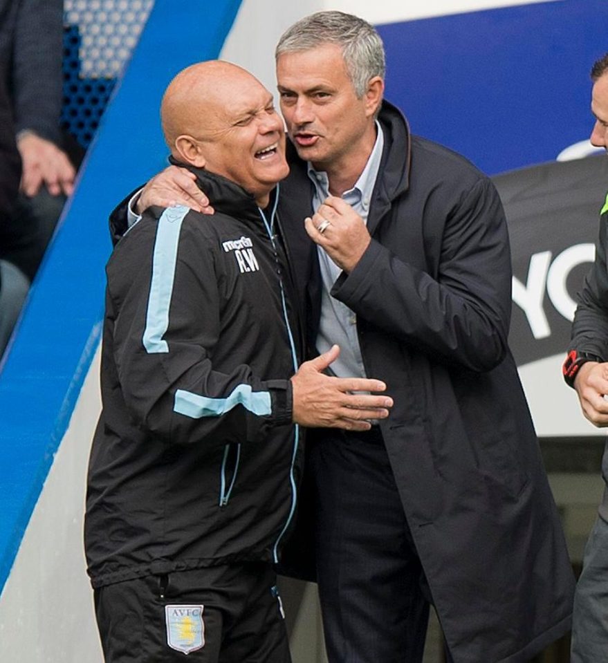  Former Chelsea boss Jose Mourinho has a laugh with Wilkins while he was coach at Aston Villa