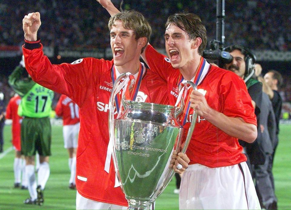  Gary and Phil Neville won the 1999 Champions League against Bayern in Barca