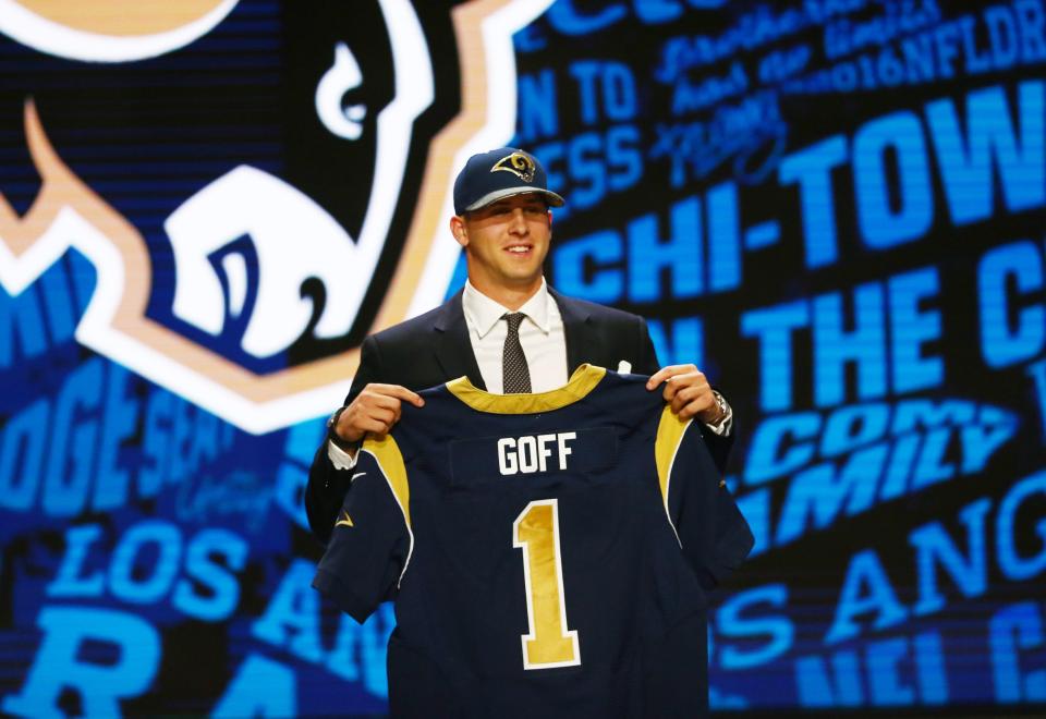  Jared Goff was the No 1 pick by the Rams at the NFL Draft two years ago