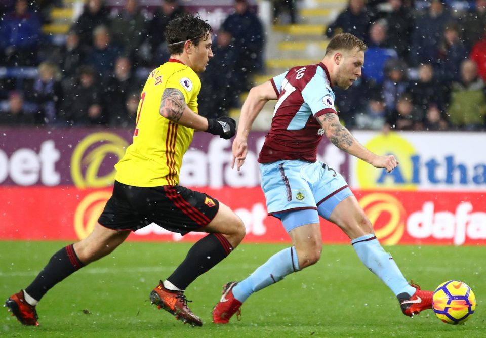  Scott Arfield scores the only goal as Burnley beat Watford 1-0 at Turf Moor in December