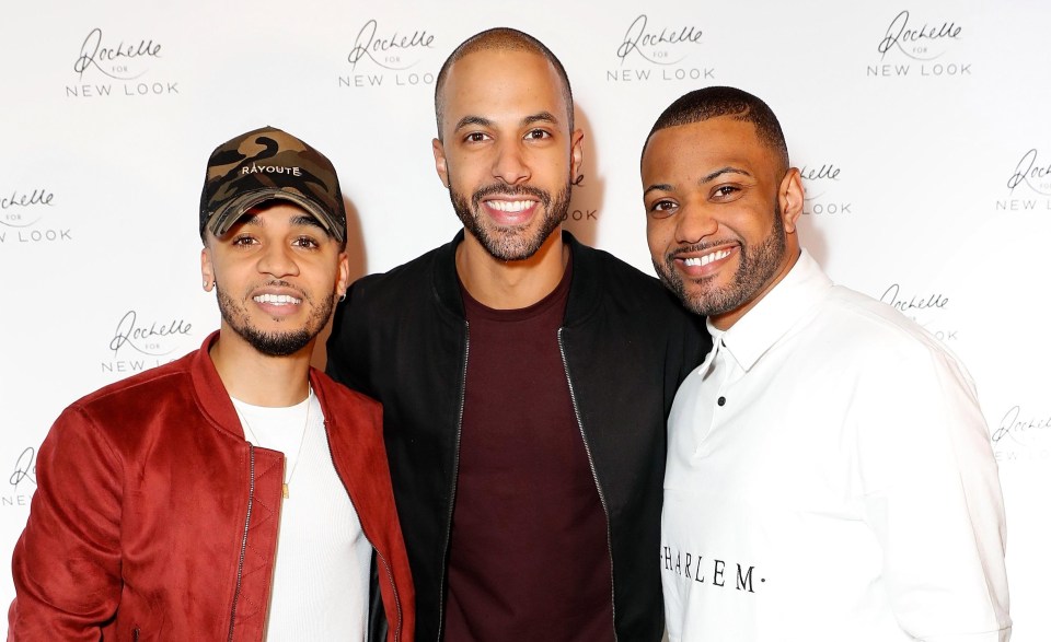 JB with former bandmates Aston Merrygold and Marvin Humes earlier this month