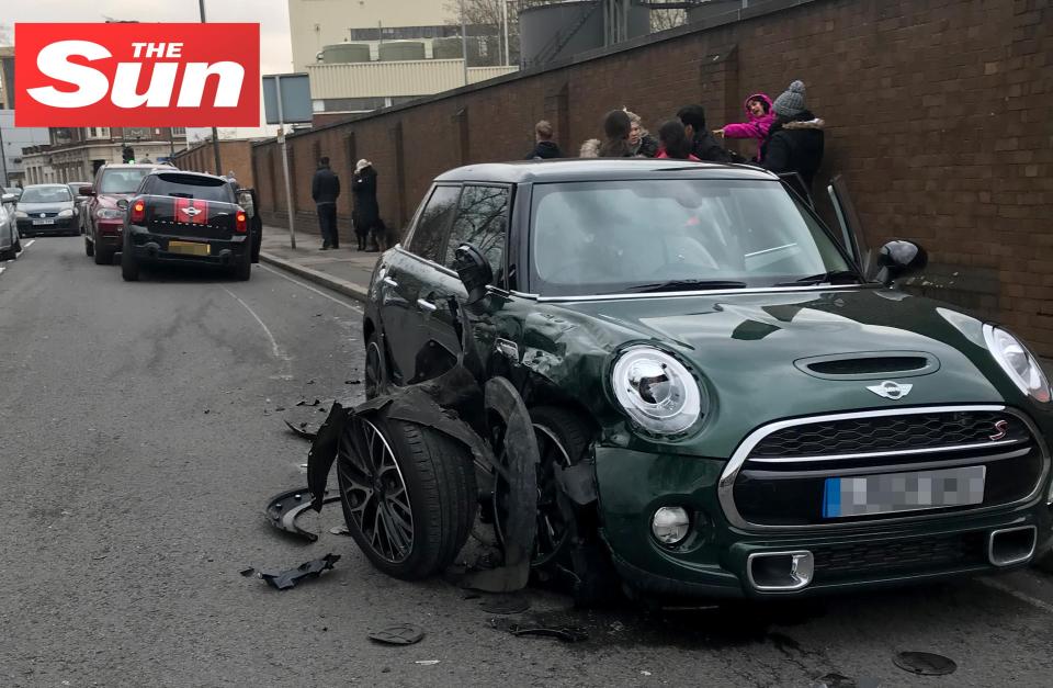  Ant's black Mini first hit a green Mini before crashing into a red BMW