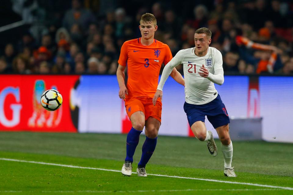  Jamie Vardy was marked by Ajax and Holland ace Matthijs de Ligt