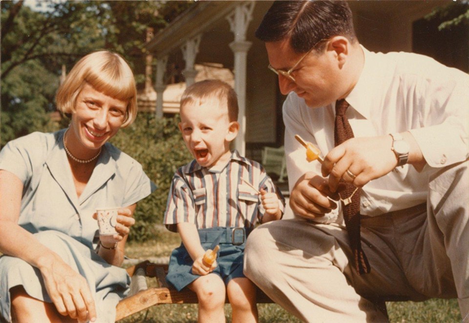 Aged four in 1950 with mum Leah and dad Arnold