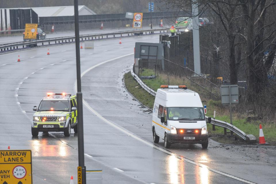  The southbound lanes were closed as Highways England warned motorists to expect severe delays