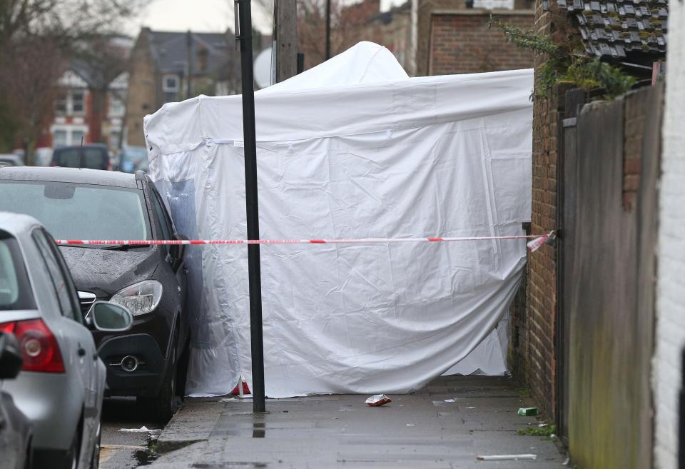  A police tent has been set up on the North London street where a 17-year-old girl was killed