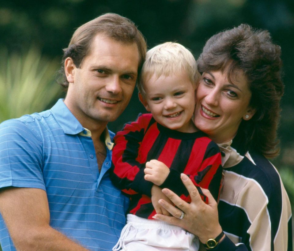  England International Ray Wilkins and his wife Jackie holding their son Ross in 1984