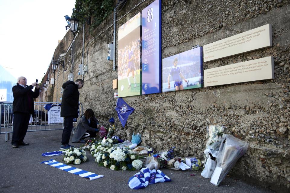  Flowers have been laid outside Stamford Bridge in tribute to Ray Wilkins