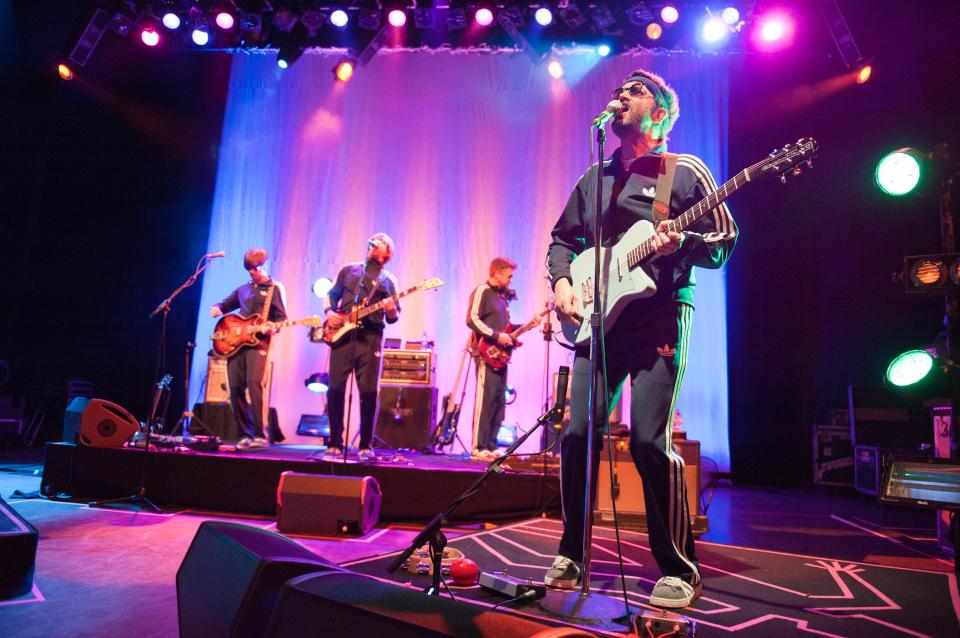  E, real name Mark Oliver Everett, on stage with Eels at 02 Shepherd's Bush Empire in 2013