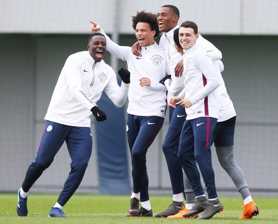  Citys players looked in fine spirits ahead of their clash with United