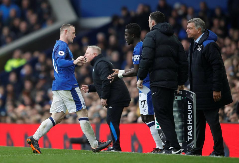  Off trundled Wayne Rooney with 57 minutes on the clock - to be replaced by a defensive midfielder