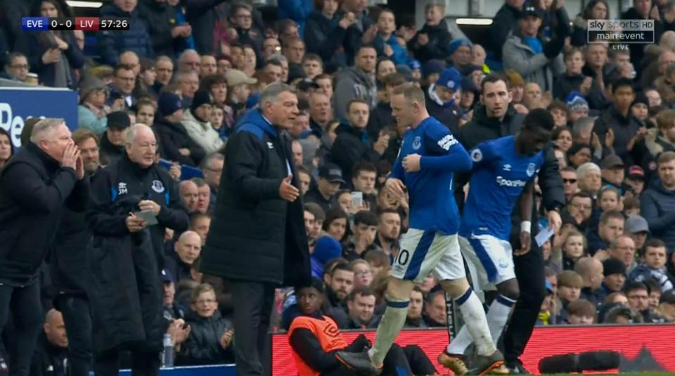  Rooney appeared to swear at Big Sam before the manager later said the forward didn't have the legs