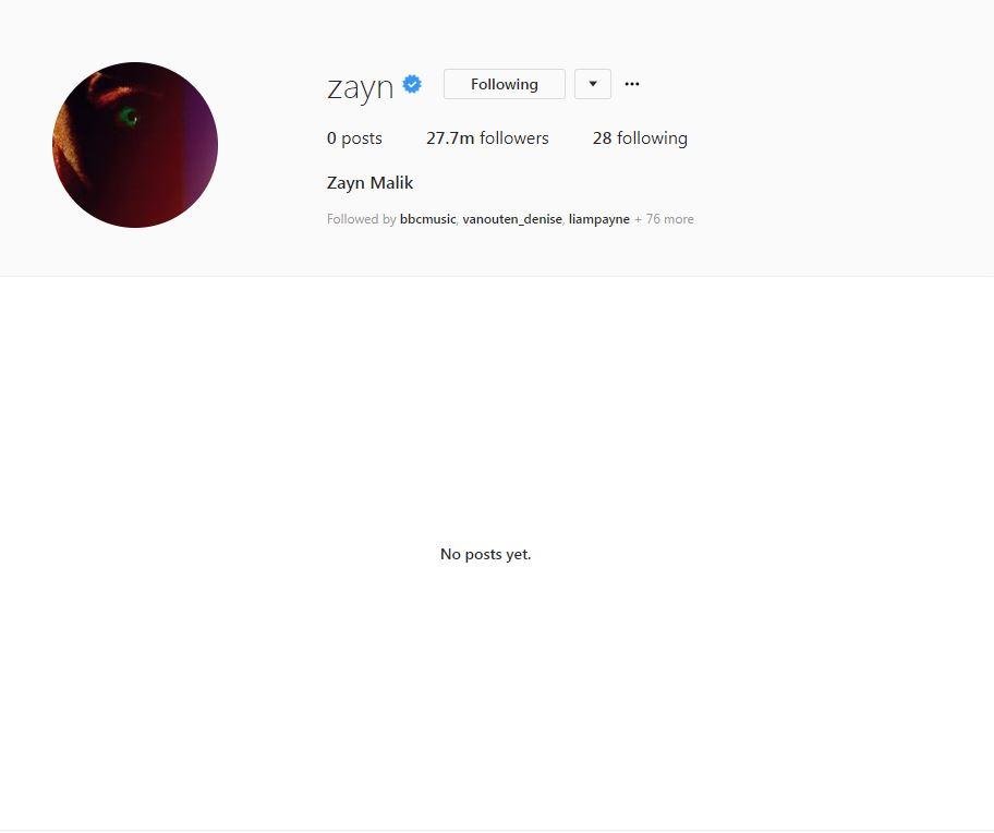  Zayn dramatically deleted all of his Instagram pictures