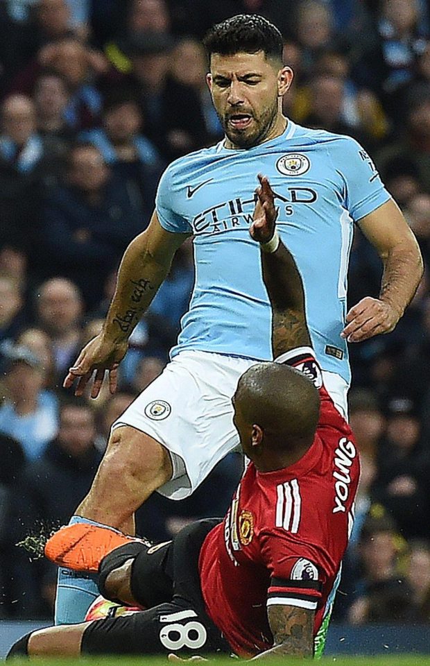  Ashley Young's horror tackle on Sergio Aguero in the Manchester derby