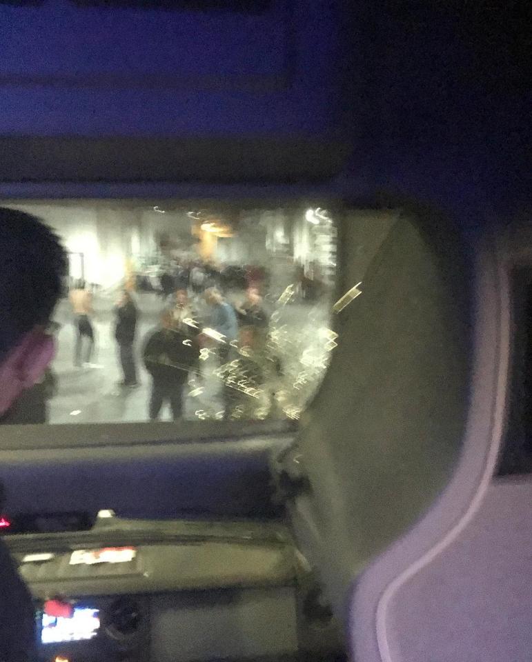  This was the view from inside the bus containing UFC fighters who had just attended a media event - Conor McGregor leads the charge to 'smash the windows'