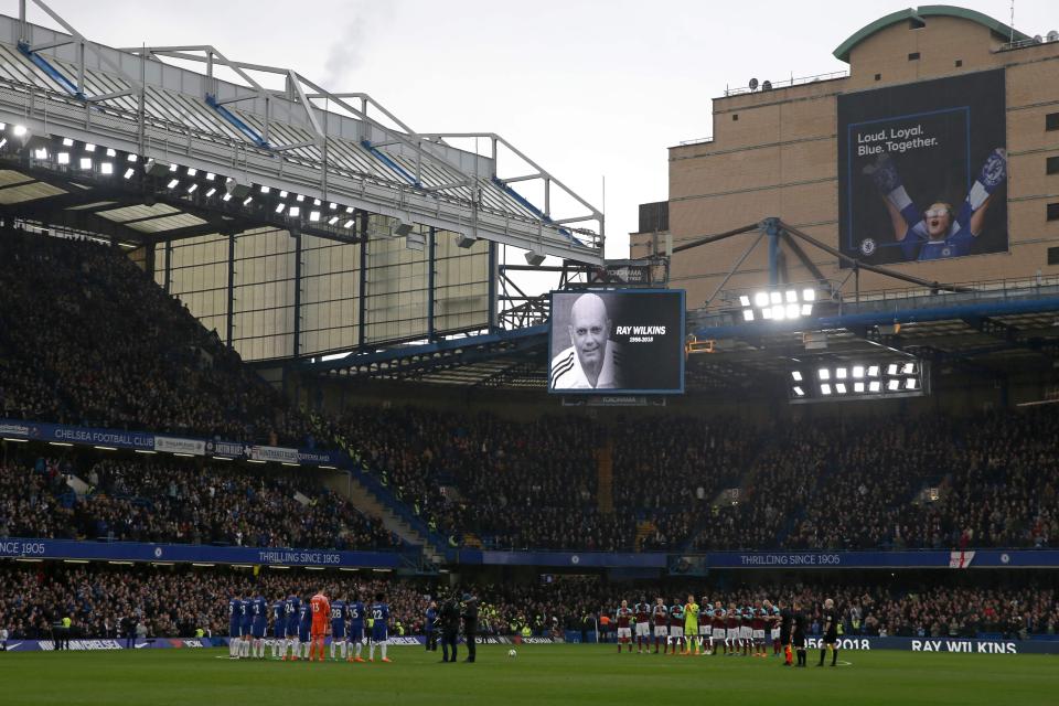  Chelsea played a video of Ray Wilkins and tributes to him as the players and fans took part in a mintues applause on Sunday