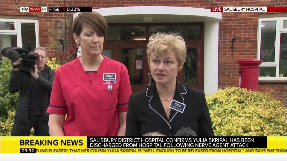 Dr Christine Blanshard, medical director at Salisbury District Hospital, confirmed Yulia had been released from hospital