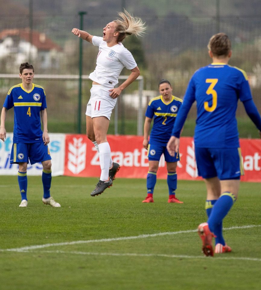  Toni Duggan was on target yet again as England overcame Bosnia and Herzegovina