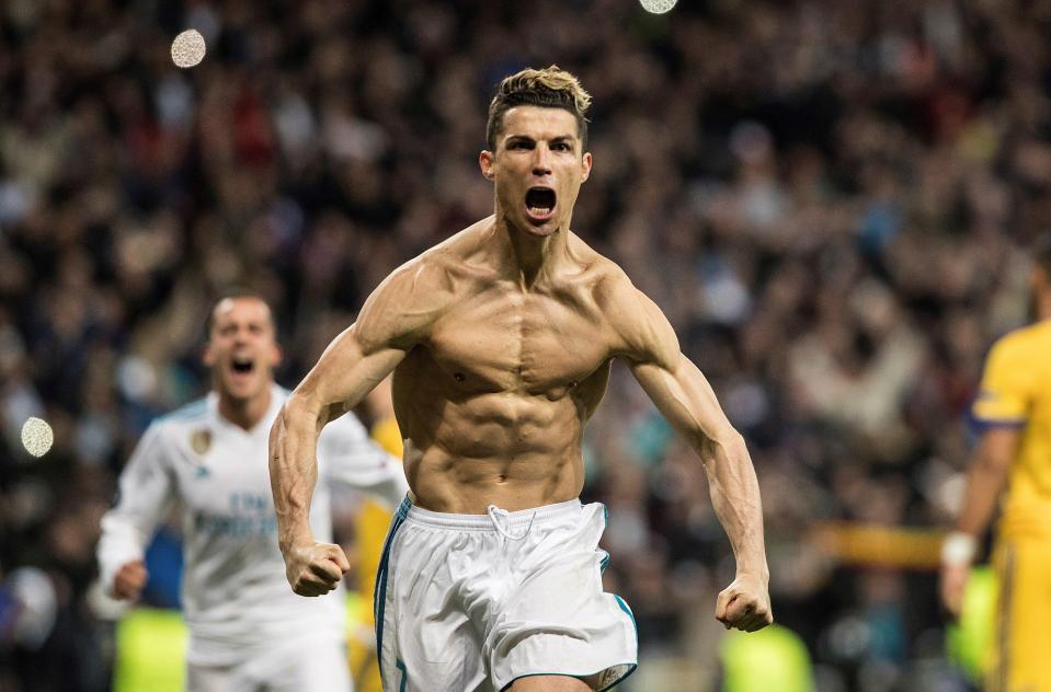  Cristiano Ronaldo celebrates scoring against Juventus by showing off his ripped physique