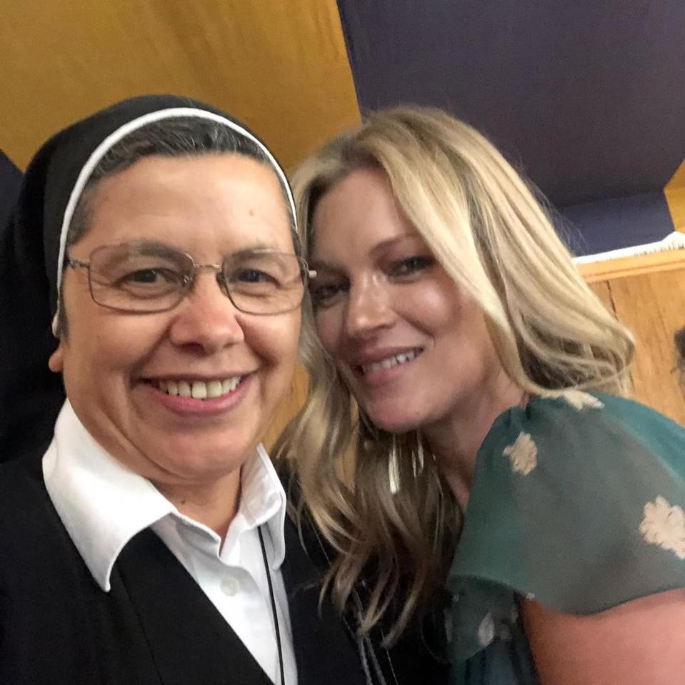  Kate Moss posed for a selfie with a nun as she opened a museum exhibition in Chile